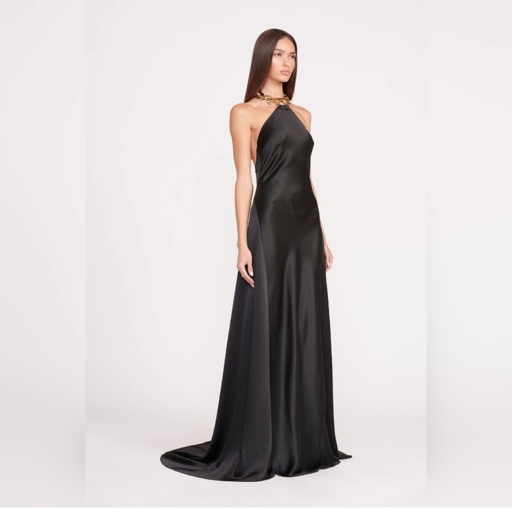 STAUD Francoise Halter Neck Chain Necklace Gown Maxi Dress Black New With Tags! - Picture 2 of 16